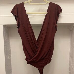 Wilfred Low Cut Bodysuit, Maroon, Small